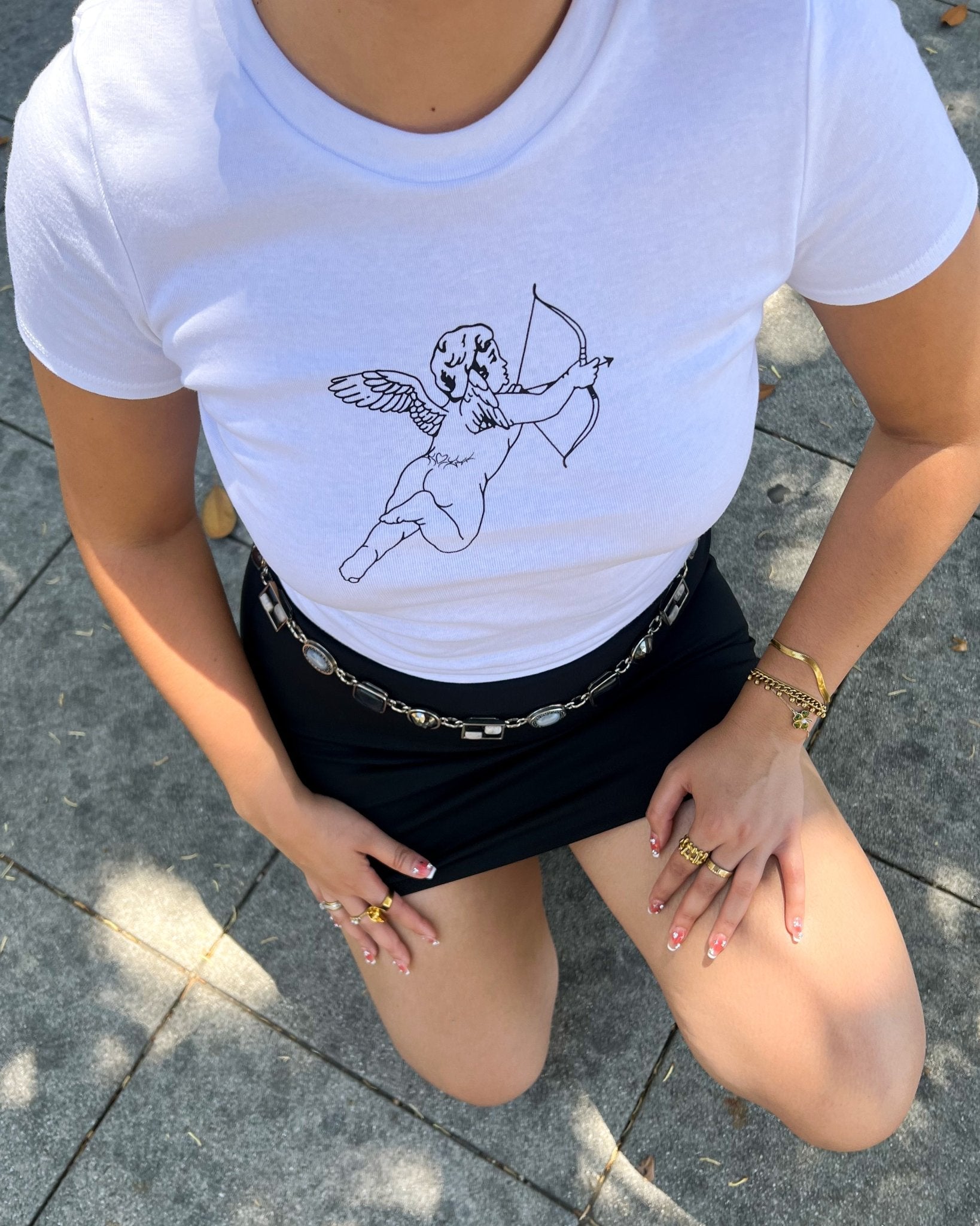 Cupid Cropped Baby Tee - Marmol Boutique