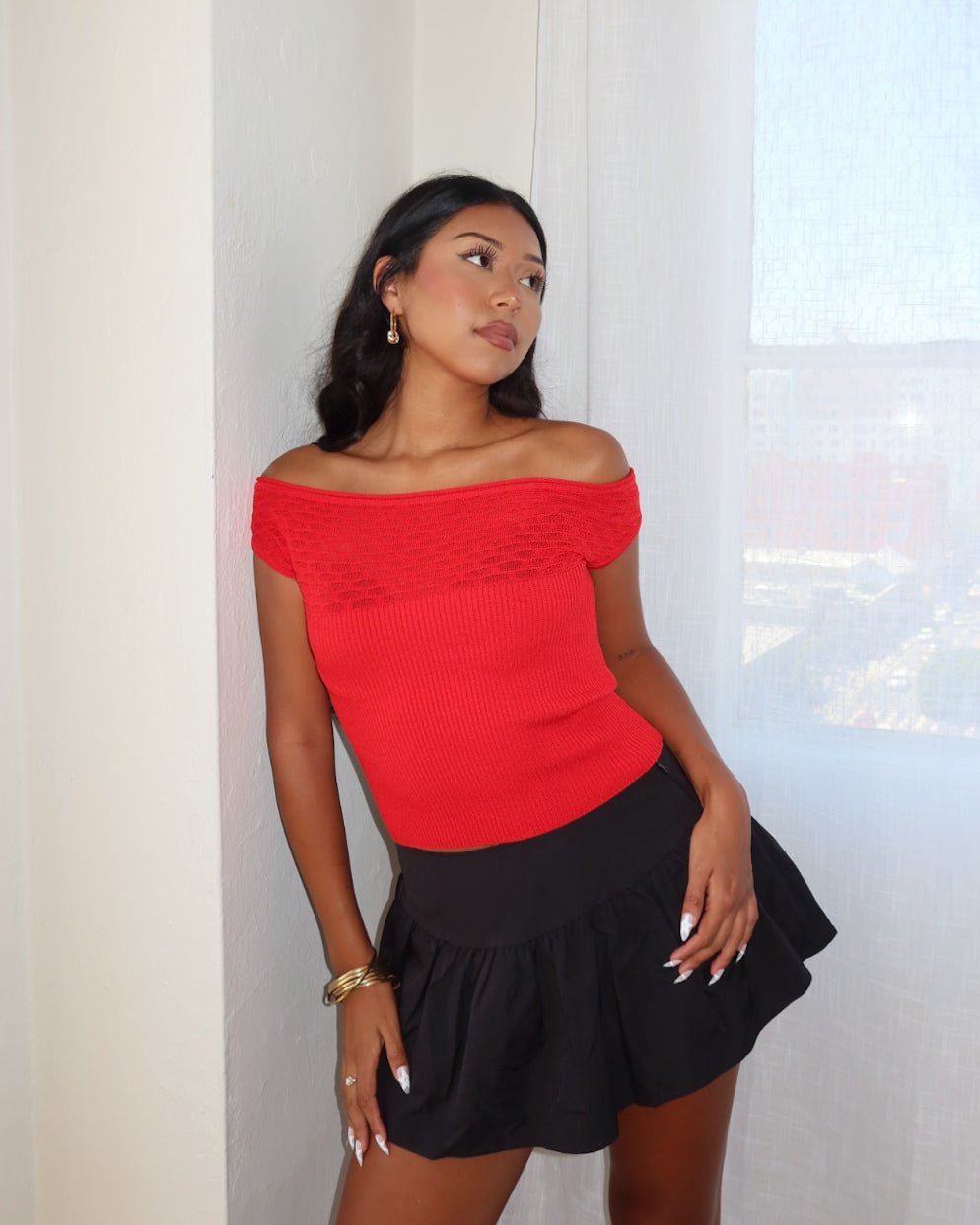 Parisian Nights Red Two - Way Style Top - Marmol Boutique