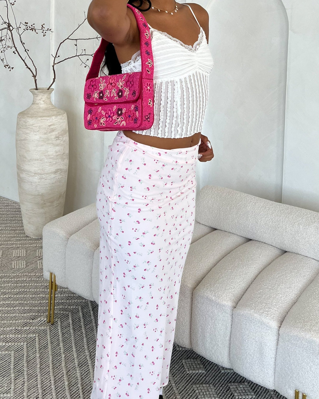Sweet Treat Pink Floral Maxi Skirt - Marmol Boutique
