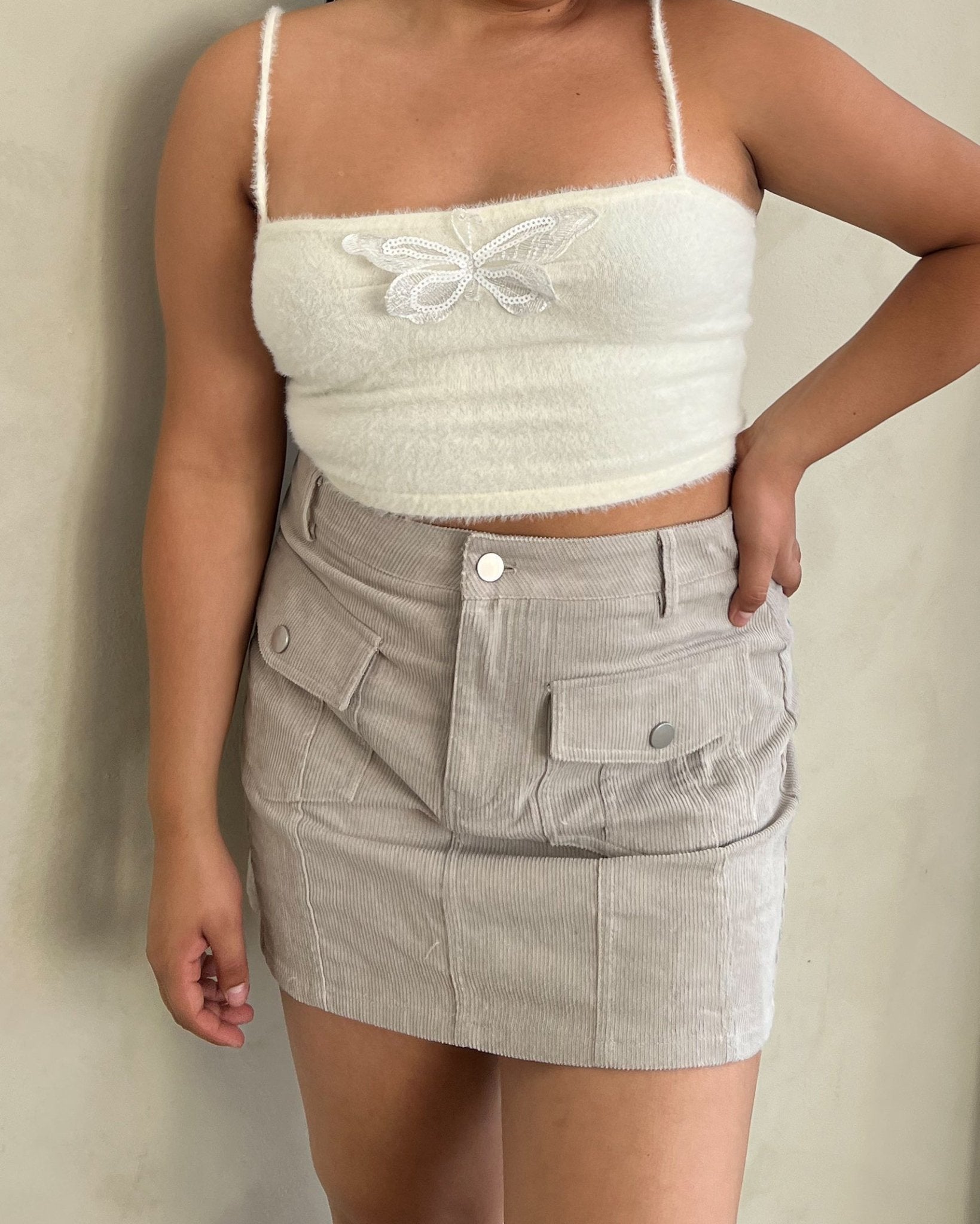 Corduroy skirt grey best sale